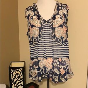 Cabi Peplum Blouse Paisley Print